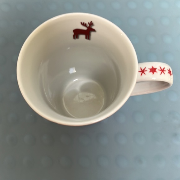 Tall 14 oz. Konitz Mug Reindeer Stars Snowflakes Red Orange White 4 7/8” Germany - Picture 4 of 10